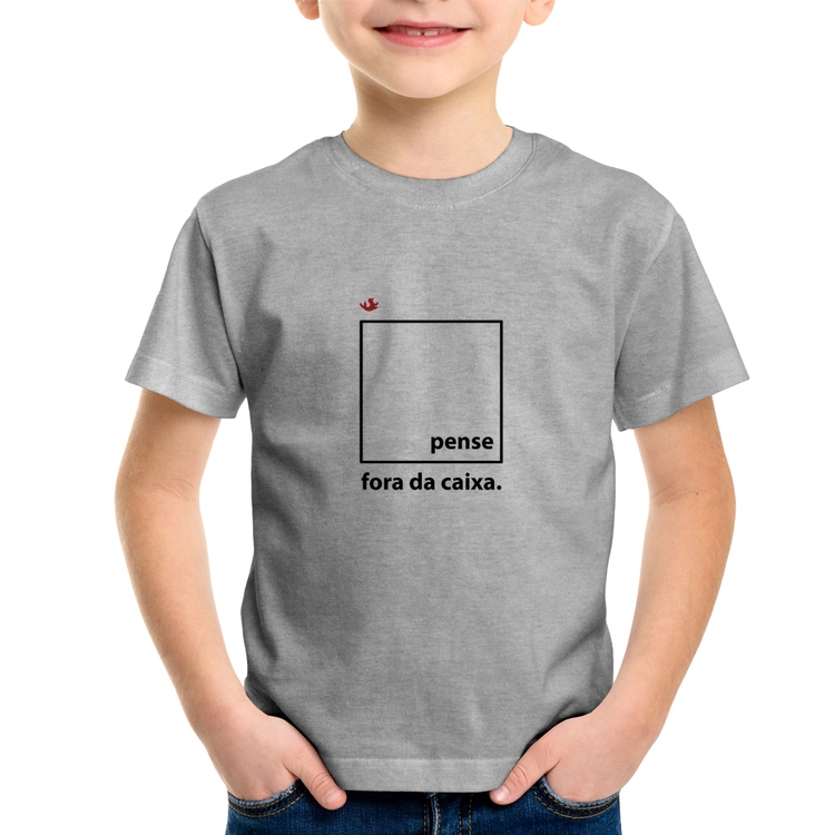 Camiseta Infantil Pense fora da caixa - Cinza