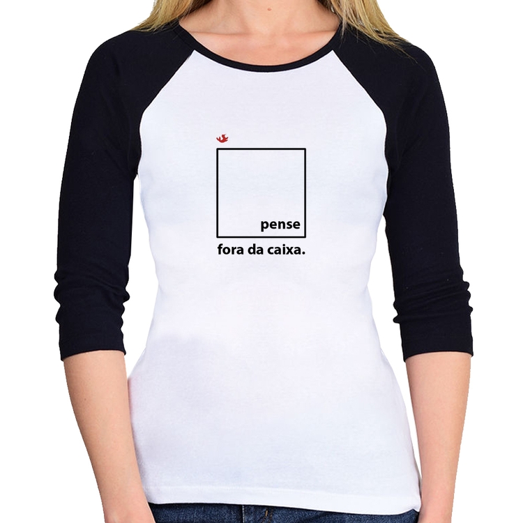 Baby Look Raglan Pense fora da caixa Manga 3/4