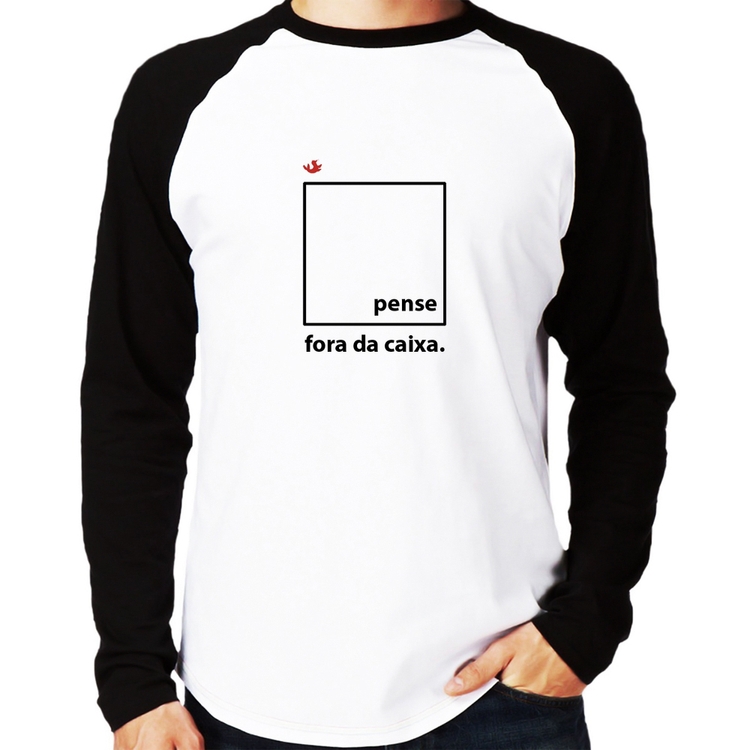 Camiseta Raglan Pense fora da caixa Manga Longa