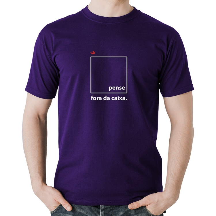 Camiseta Algodão Pense fora da caixa - Roxa