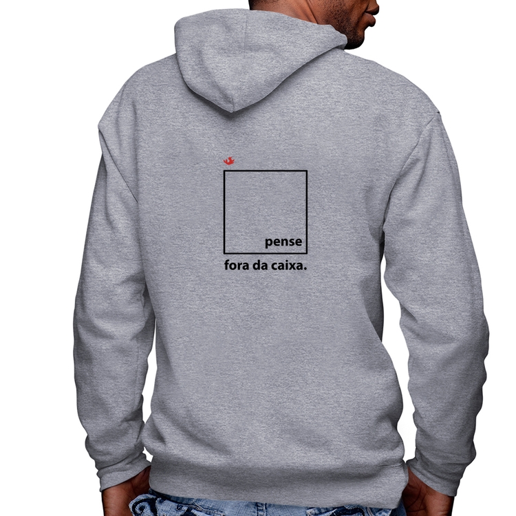 Blusa Moletom Pense fora da caixa Masculina com Capuz e Zíper - Mescla