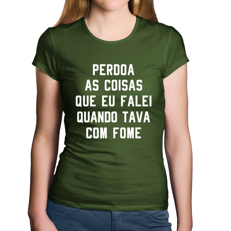 Baby Look Algodão Perdoa, eu tava com fome - Musgo