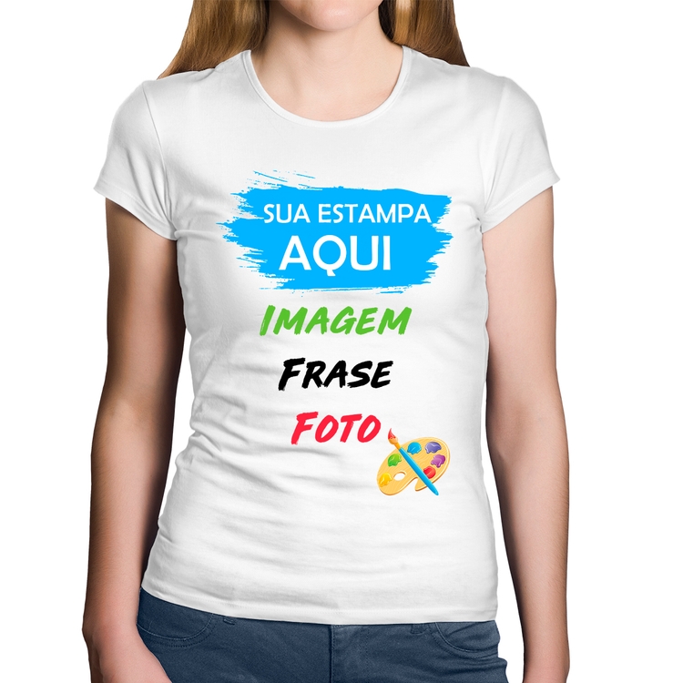 Baby Look Algodão Estampa Personalizada (Imagem, frase ou foto) - Branca