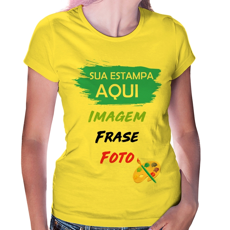 Baby Look Estampa Personalizada (Imagem, frase ou foto) - Amarela