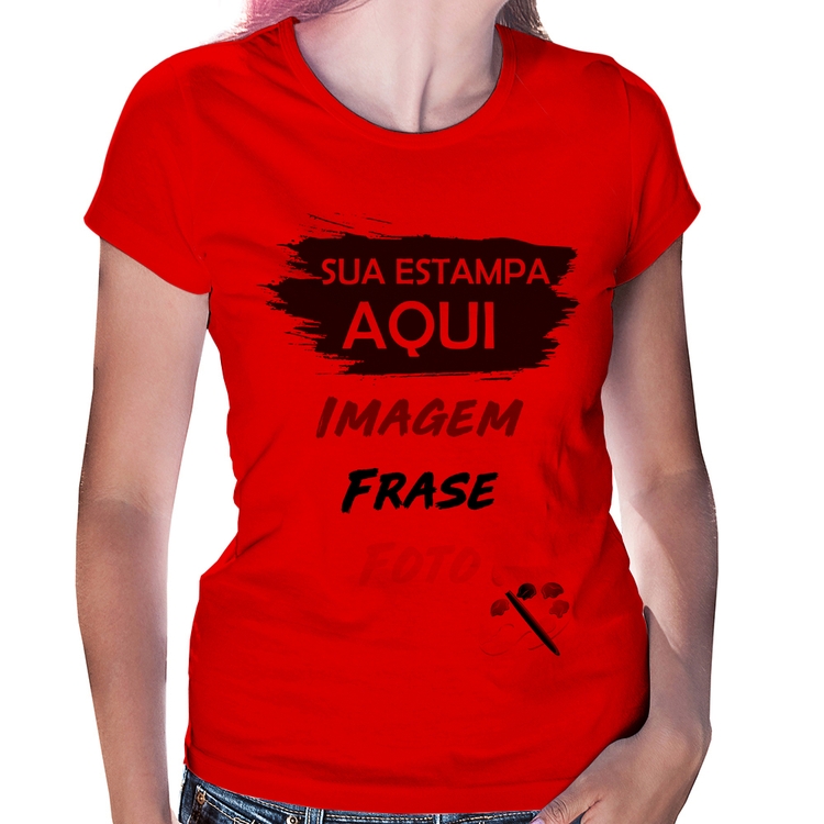 Baby Look Estampa Personalizada (Imagem, frase ou foto) - Vermelha