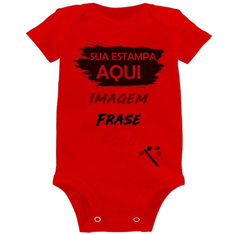 Body Bebê Estampa Personalizada (Imagem, frase ou foto) - Vermelho