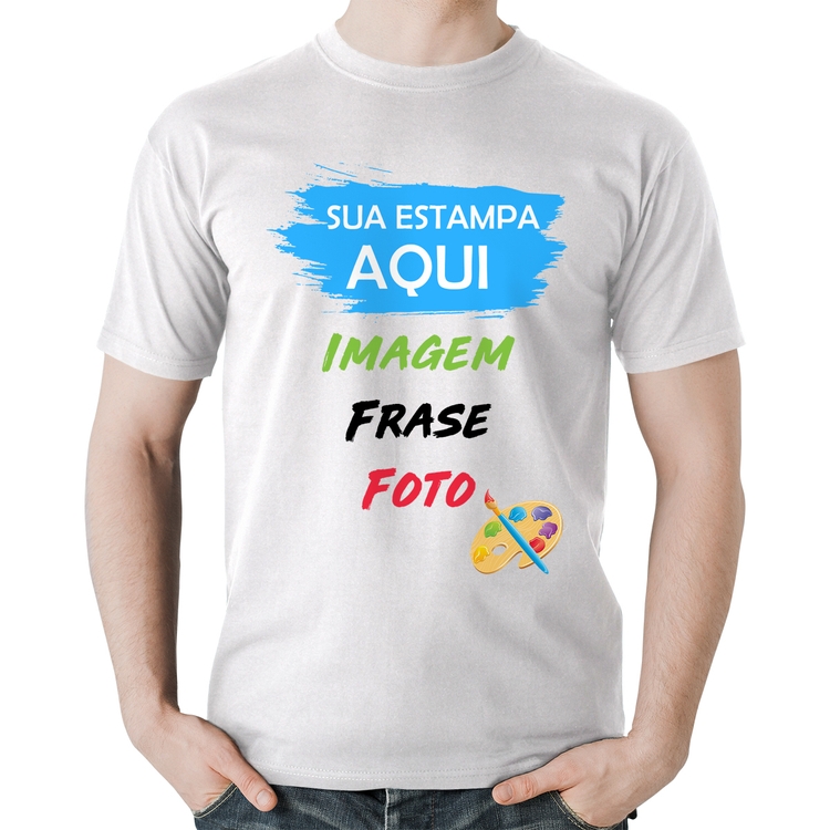 Camiseta Algodão Estampa Personalizada (Imagem, frase ou foto) - Branca