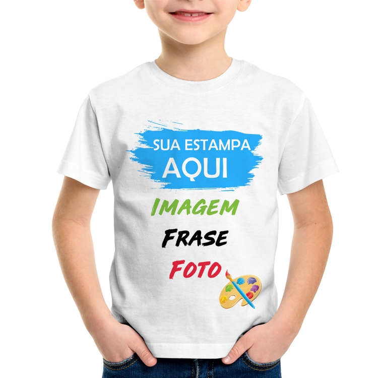 Camiseta Infantil Estampa Personalizada (Imagem, frase ou foto)