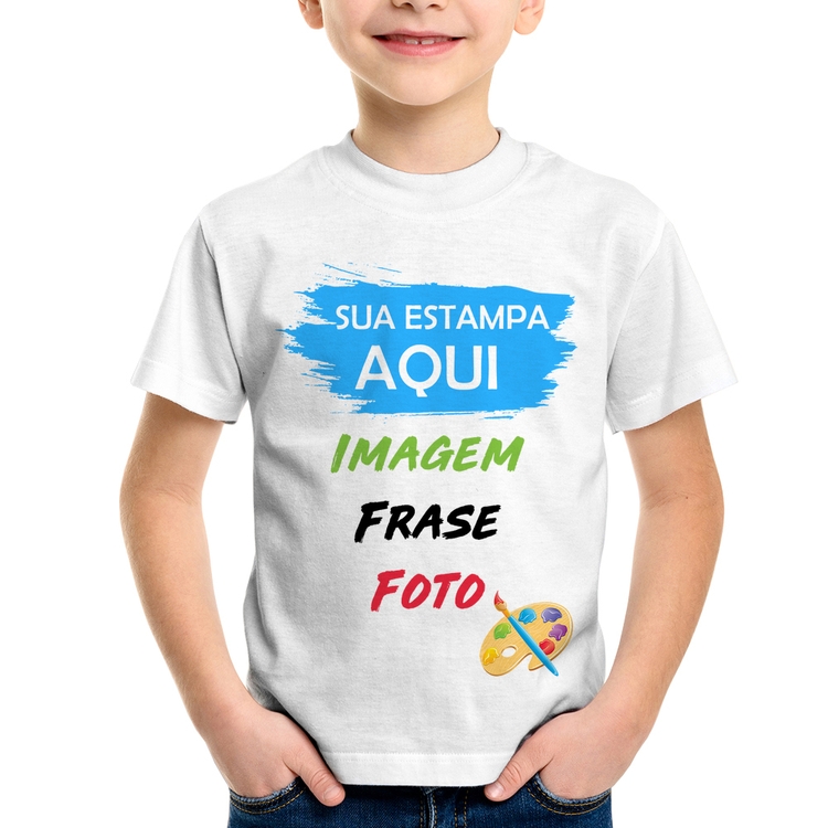 Camiseta Infantil Estampa Personalizada (Imagem, frase ou foto)