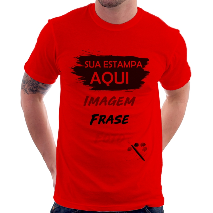 Camiseta Estampa Personalizada (Imagem, frase ou foto) - Vermelha