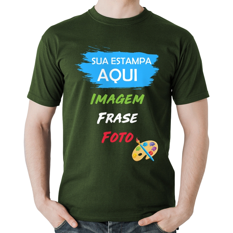 Camiseta Algodão Estampa Personalizada (Imagem, frase ou foto) - Musgo