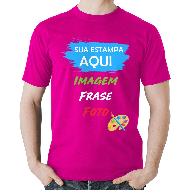 Camiseta Algodão Estampa Personalizada (Imagem, frase ou foto) - Rosa