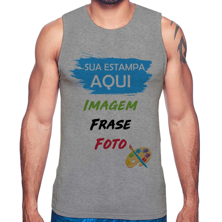 Regata Estampa Personalizada (Imagem, frase ou foto) - Cinza