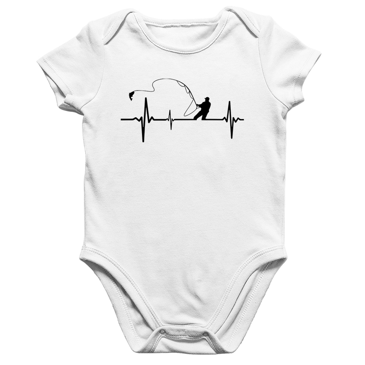 Body Bebê Algodão Pescador Batimentos Cardíacos - Branco