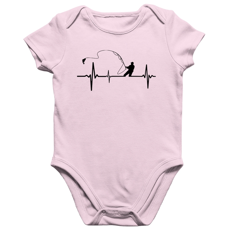 Body Bebê Algodão Pescador Batimentos Cardíacos - Rosa Bebê