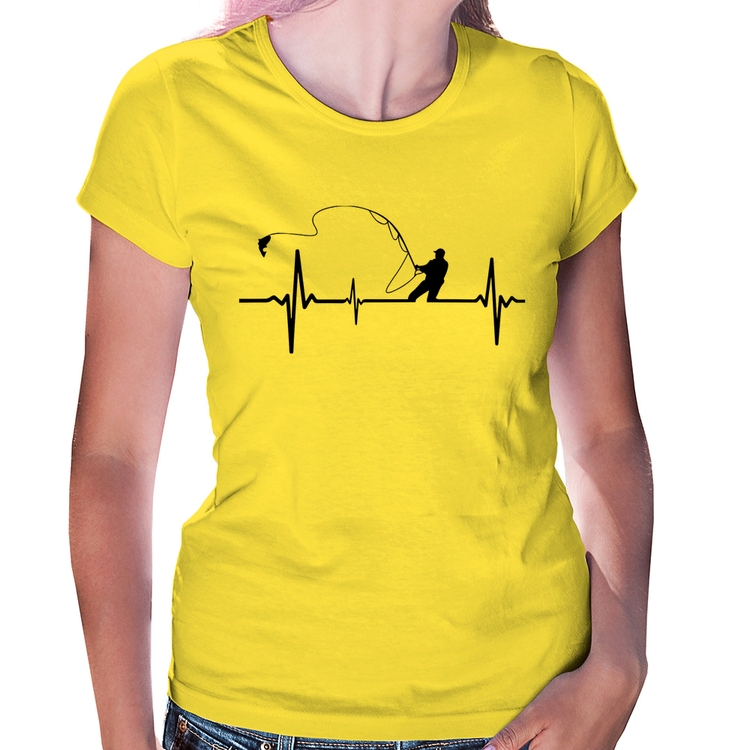 Baby Look Pescador Batimentos Cardíacos - Amarela