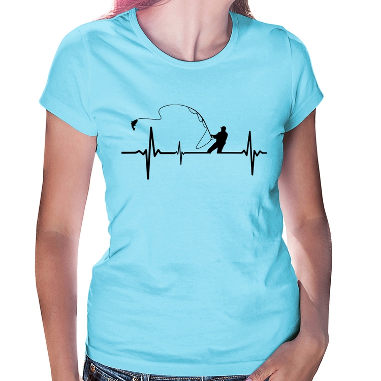 Baby Look Pescador Batimentos Cardíacos - Azul Bebê