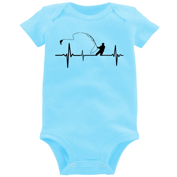 Body Bebê Pescador Batimentos Cardíacos - Azul Bebê