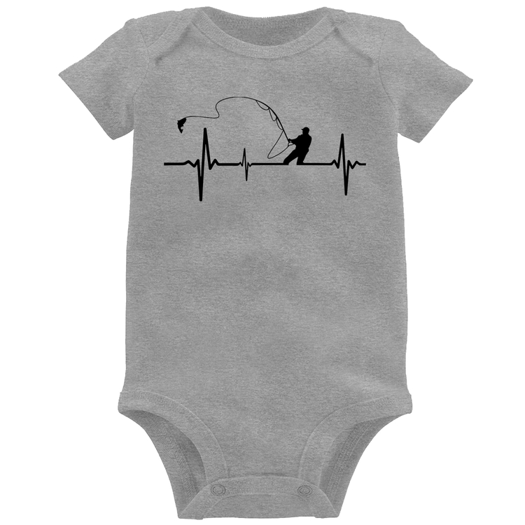 Body Bebê Pescador Batimentos Cardíacos - Cinza