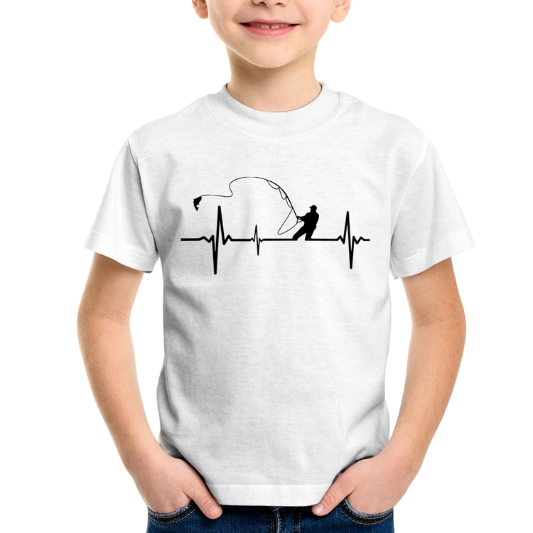 Camiseta Infantil Pescador Batimentos Cardíacos