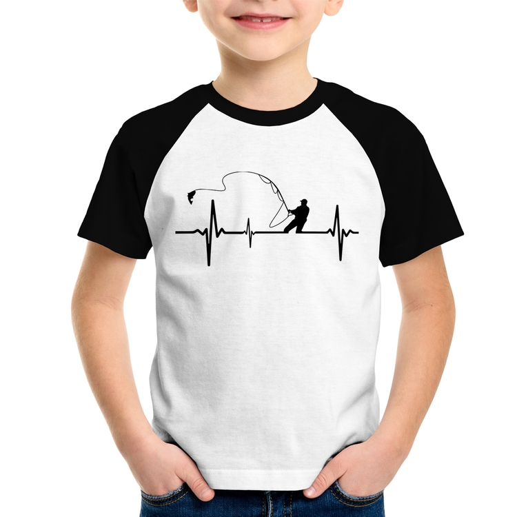 Camiseta Algodão Infantil Pescador Batimentos Cardíacos