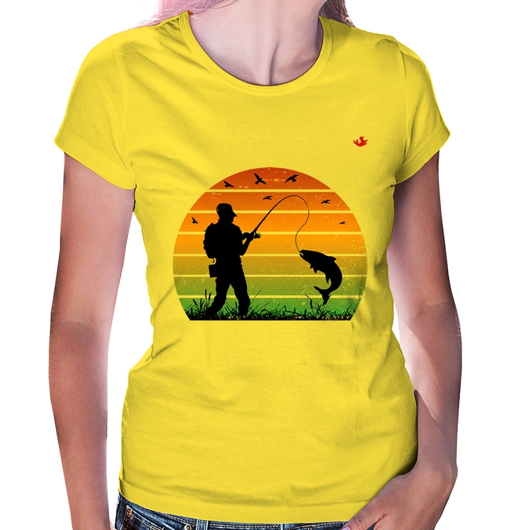 Baby Look Pescaria Vintage Sunset - Amarela