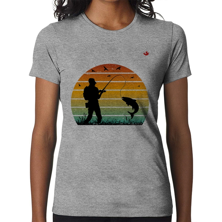 Baby Look Pescaria Vintage Sunset - Cinza