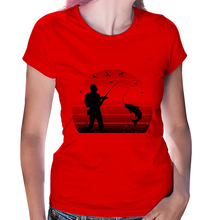 Baby Look Pescaria Vintage Sunset - Vermelha