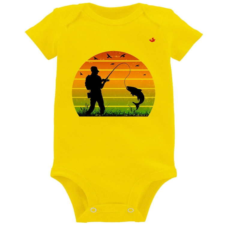 Body Bebê Pescaria Vintage Sunset - Amarelo