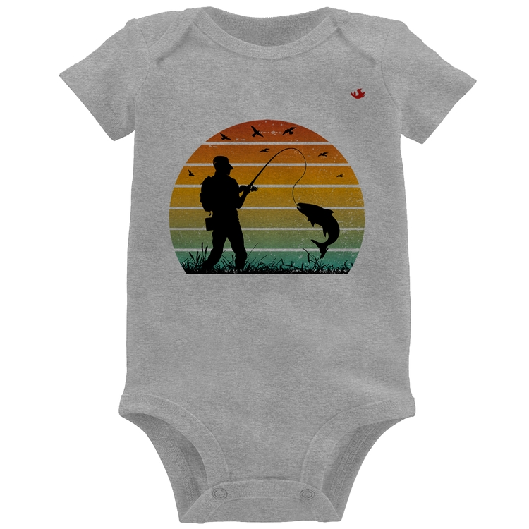 Body Bebê Pescaria Vintage Sunset - Cinza