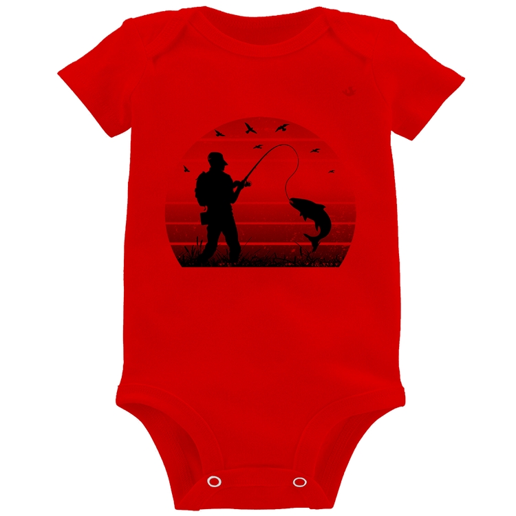 Body Bebê Pescaria Vintage Sunset - Vermelho