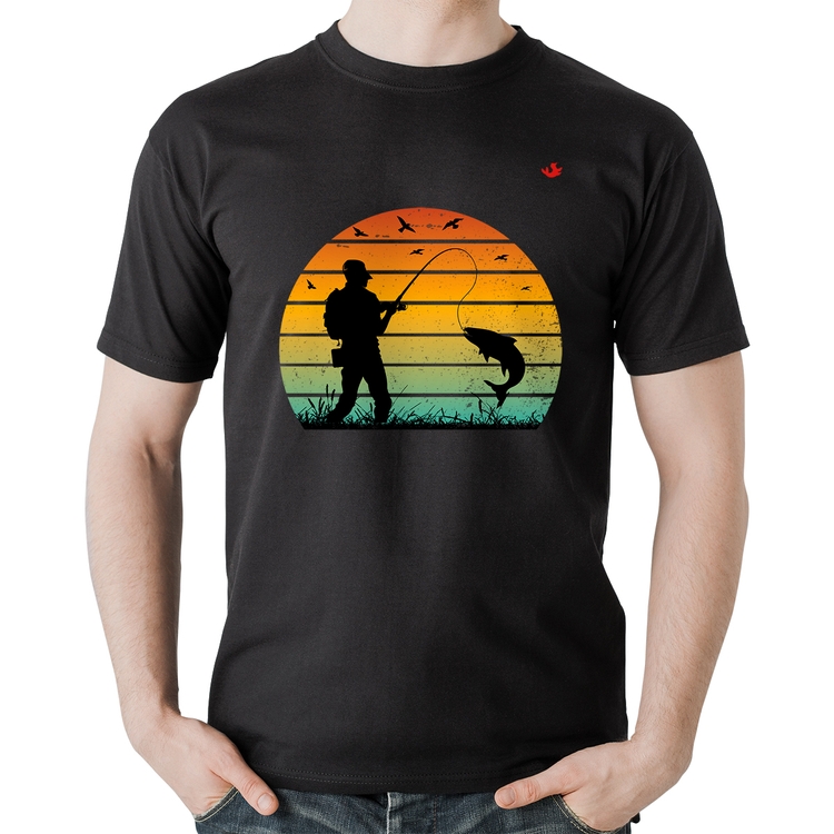 Camiseta Algodão Pescaria Vintage Sunset