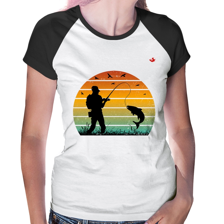 Baby Look Raglan Pescaria Vintage Sunset