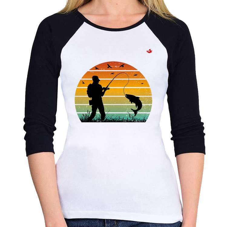 Baby Look Raglan Pescaria Vintage Sunset Manga 3/4