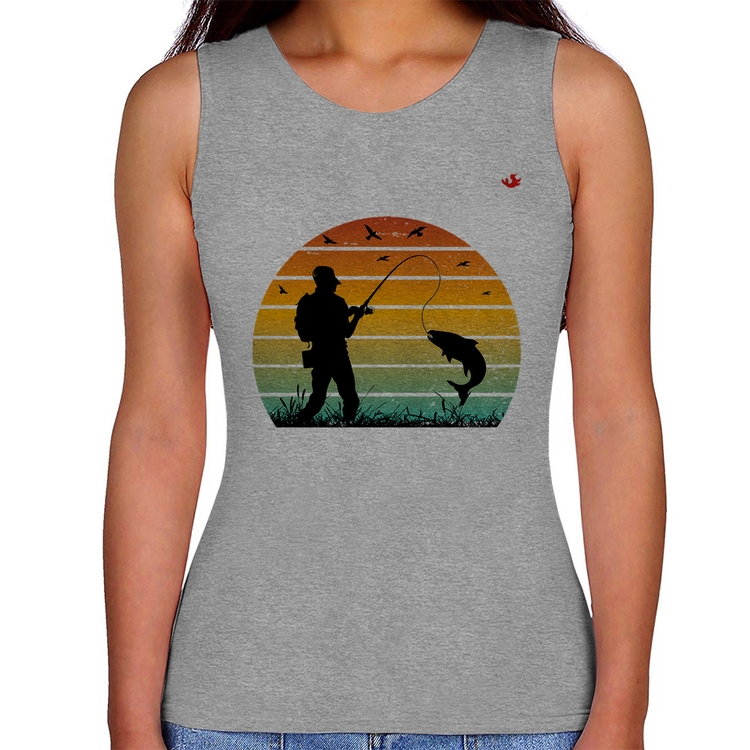 Regata Feminina Pescaria Vintage Sunset - Cinza