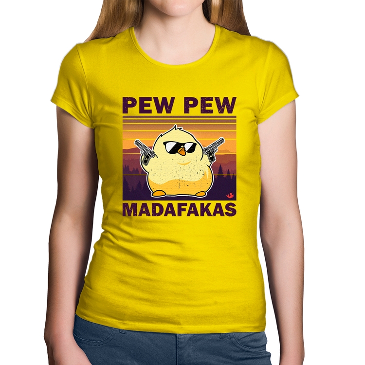 Baby Look Algodão Pew Pew Madafakas - Amarela