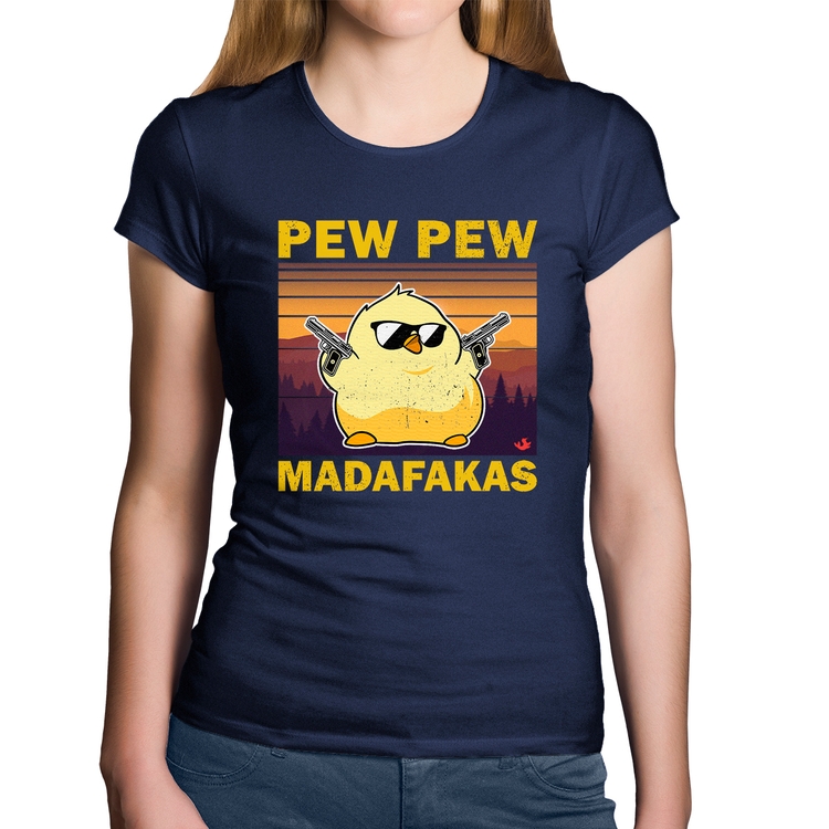 Baby Look Algodão Pew Pew Madafakas - Marinho