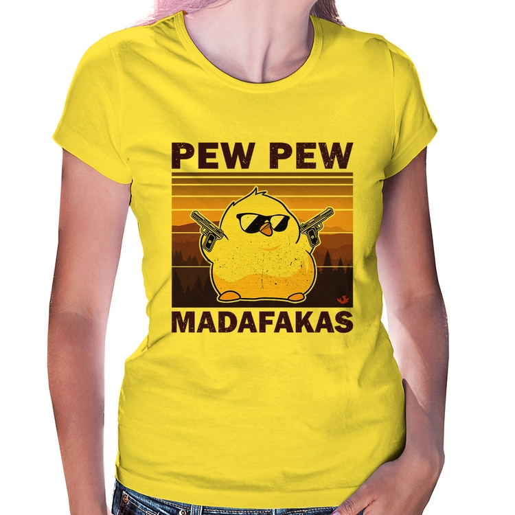 Baby Look Pew Pew Madafakas - Amarela