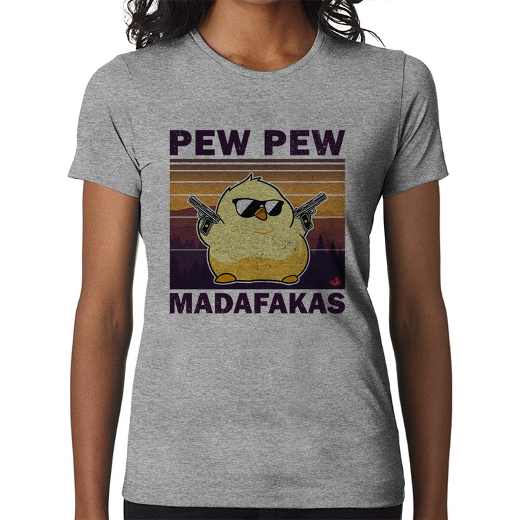 Baby Look Pew Pew Madafakas - Cinza