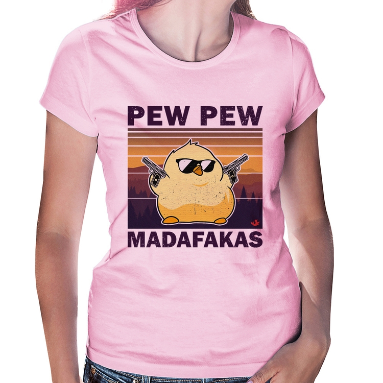 Baby Look Pew Pew Madafakas - Rosa Bebê