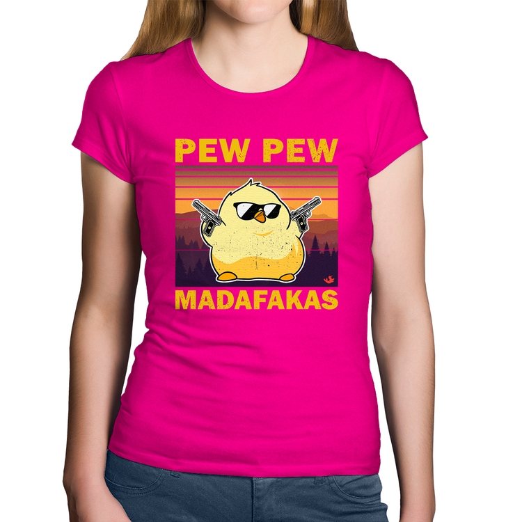 Baby Look Algodão Pew Pew Madafakas - Rosa