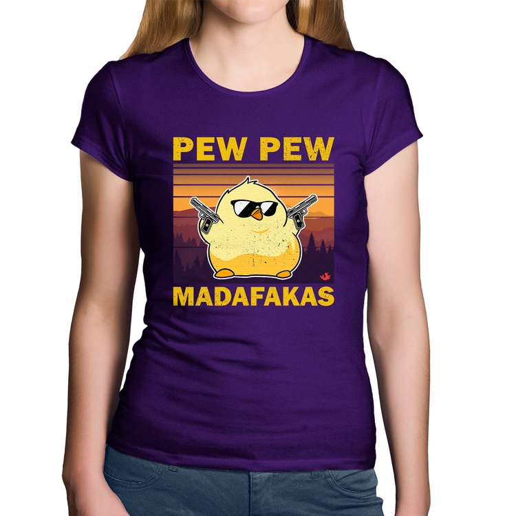 Baby Look Algodão Pew Pew Madafakas - Roxa