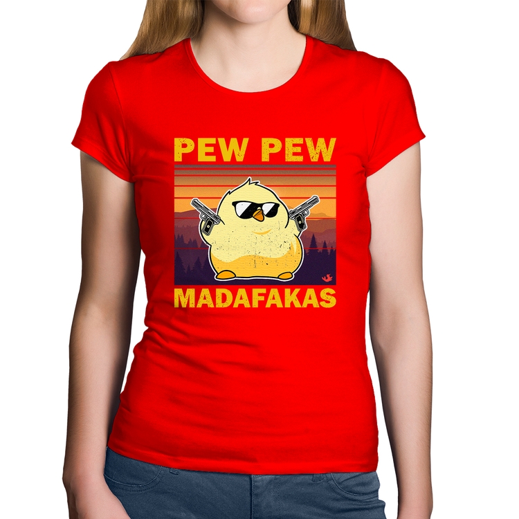 Baby Look Algodão Pew Pew Madafakas - Vermelha