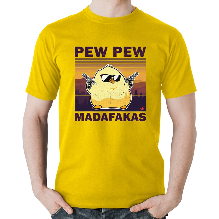 Camiseta Algodão Pew Pew Madafakas - Amarela