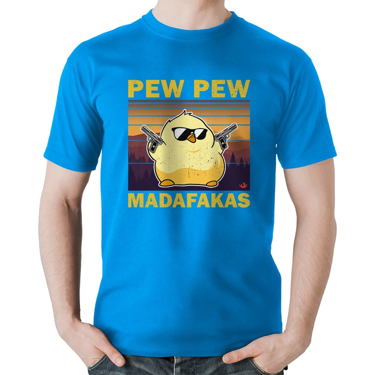 Camiseta Algodão Pew Pew Madafakas - Azul
