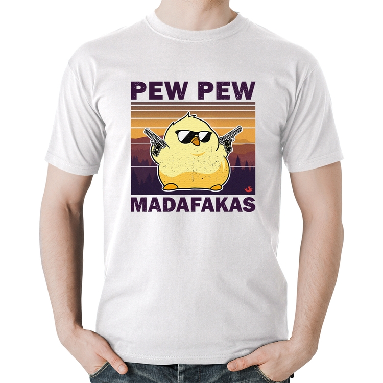 Camiseta Algodão Pew Pew Madafakas - Branca