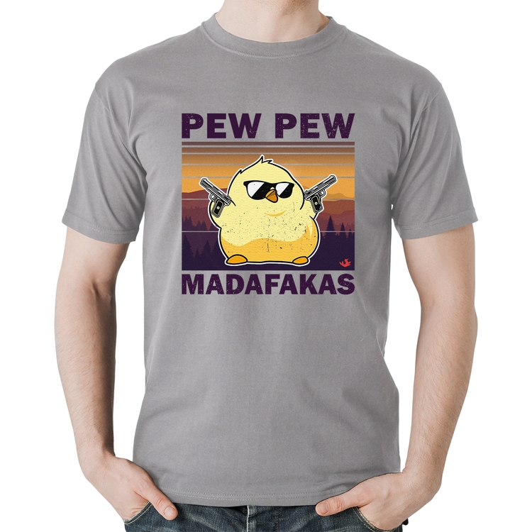 Camiseta Algodão Pew Pew Madafakas - Cinza