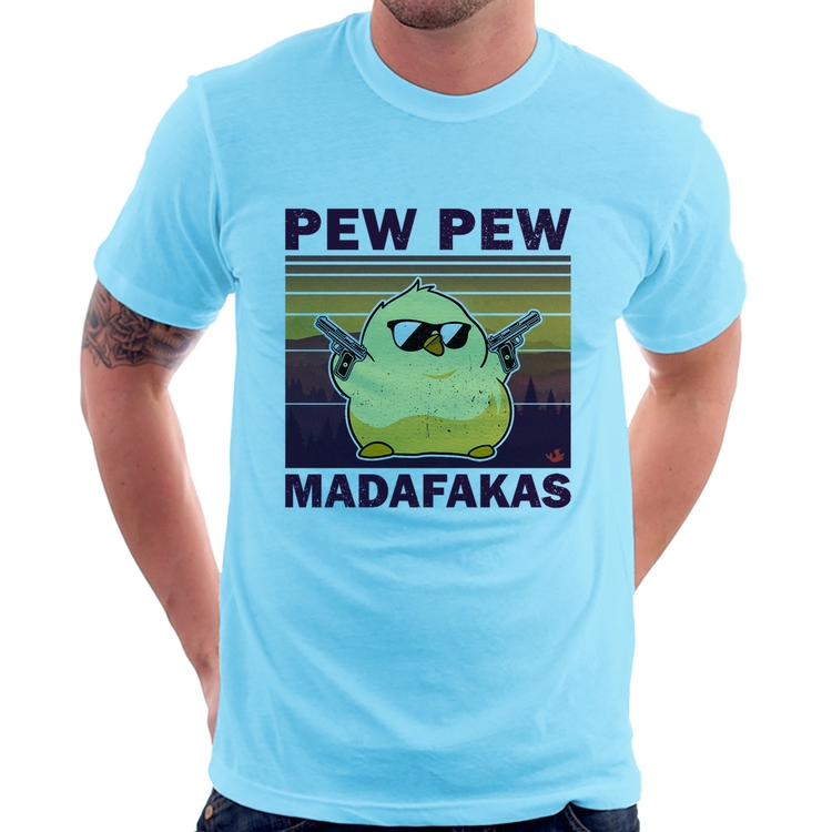 Camiseta Pew Pew Madafakas - Azul Bebê