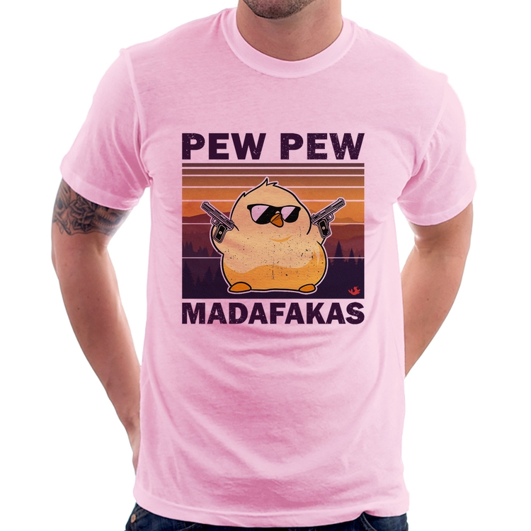 Camiseta Pew Pew Madafakas - Rosa Bebê