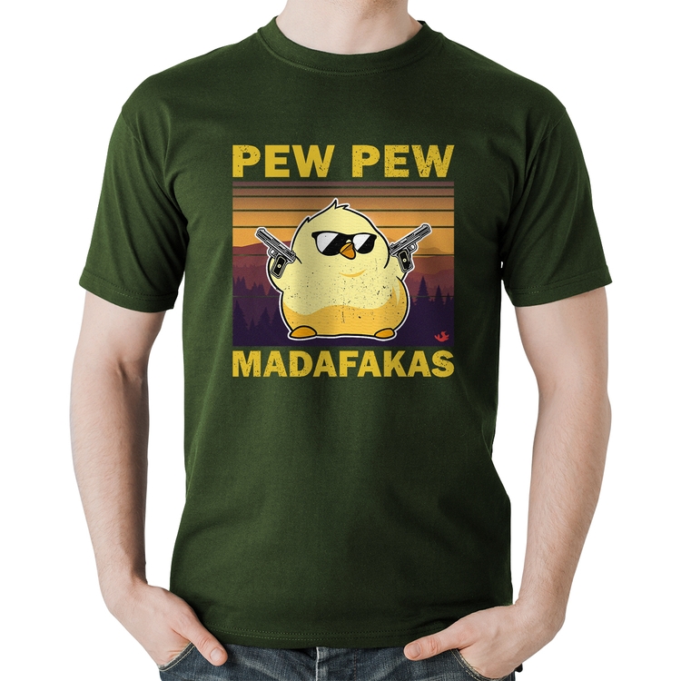 Camiseta Algodão Pew Pew Madafakas - Musgo
